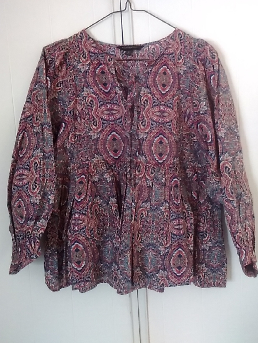 Banana Republic Pink Multi Paisley Peplum Blouse